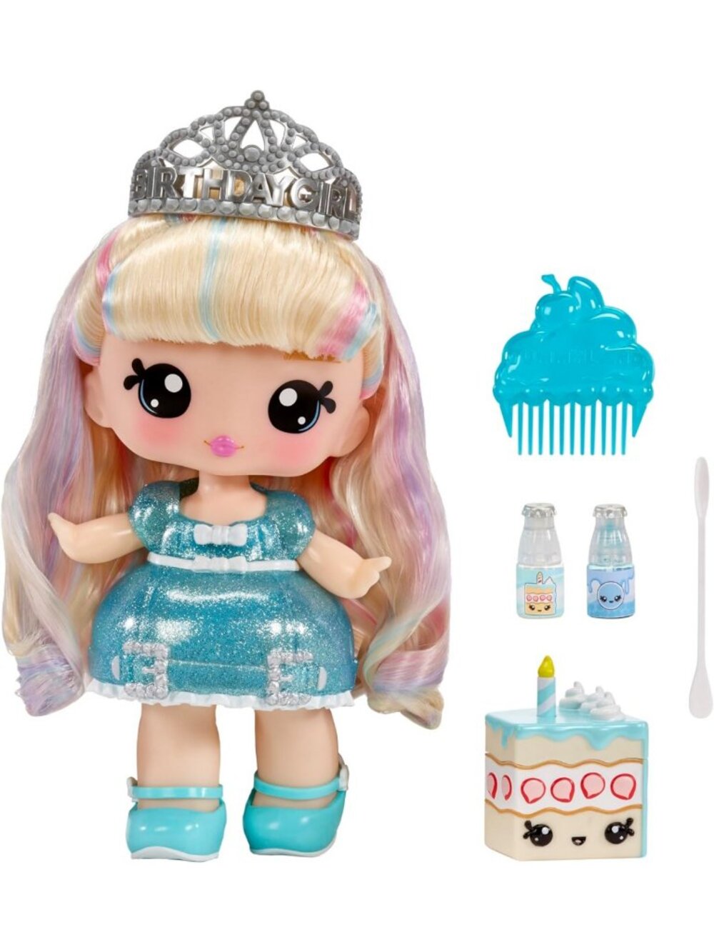 Large Doll with Lip Gloss & Birthday Cake Accessory - Perfect Gift for Kids!